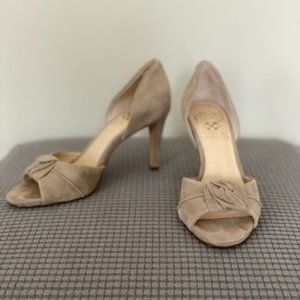 Vince Camuto Open Toe Suede Pump